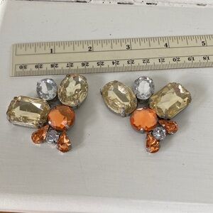 Vintage Elegant Orange and Yellow Crystal sew on brooches